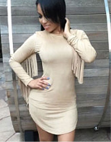 Rochie Bej cu Franjuri LC22488B1